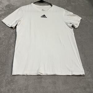Adidas Shirt Mens Small White Amplifier Tee Athletic Crew Neck Logo Short Sleeve